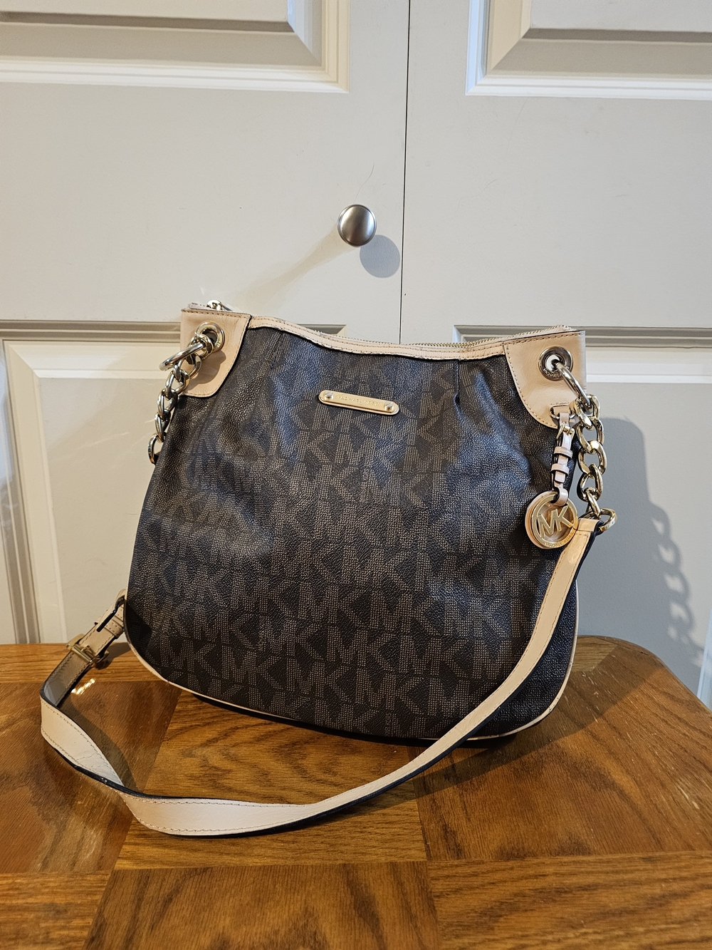 Michael Kors Beige Trim Signature MK Bag